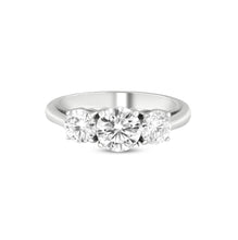 Load image into Gallery viewer, 2 Carats Three Stone 4 prong Moissanite Diamond 925 Sterling Silver with 14K White Gold Plated Engagement Ring Anniversary/Customized Order
