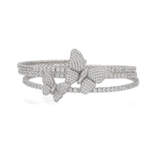 Load image into Gallery viewer, Sterling Silver Pave CZ Butterfly Stretchable Flexible Bracelet/Gift for her/Mothers day/Christmas Day

