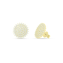 Load image into Gallery viewer, 18K Gold Plated 925 Sterling Silver 5A CZ &quot;Disc&quot; Shape Pave Setting Earring Studs Daily Wear/ Perfect Gift for Her/Birthday Gift
